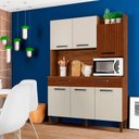 Ver imagem 1 de Kit Cozinha Ambiente Modena 6 Portas Nogueira Off White Ripado - Kits Paraná