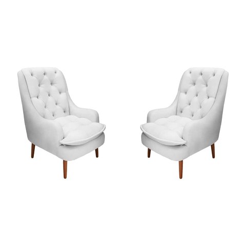 Kit 2 Poltronas Decorativas Lille Suede Branco - Dominic Decor