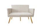 Ver imagem 1 de Namoradeira Nina Decorativa Suede Bege 2 Lugares Pés Madeira Ms Decor