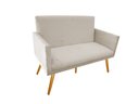 Ver imagem 2 de Namoradeira Nina Decorativa Suede Bege 2 Lugares Pés Madeira Ms Decor