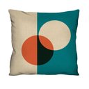 Ver imagem 1 de Capa de Almofada Decorativa Cru e Azul Abstrata para Sofá 100% Algodão - 45x45