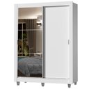 Ver imagem 3 de Guarda-roupa Solteiro Madesa Dallas 2 Portas de Correr com Espelho 2 Gavetas com Pés - Branco
