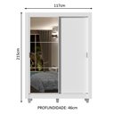 Ver imagem 4 de Guarda-roupa Solteiro Madesa Dallas 2 Portas de Correr com Espelho 2 Gavetas com Pés - Branco