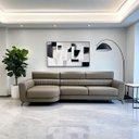 Ver imagem 1 de Sofá em Corino 344cm com Chaise 4 Lugares Pés em Metal Linha Premium Maximu