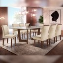 Ver imagem 1 de Conjunto Sala de Jantar Nápoles Tampo Vidro/MDF com 8 Cadeiras Luísa Smart Plus Cel Móveis