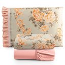 Ver imagem 1 de Jogo Cama Lençol Fiore Solteiro Estampado 180 Fios 100% Algodão com Babadinho 3 Peças Salmão Floral