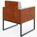 Ver imagem 7 de Poltrona Decorativa para Sala Base Fixa de Metal Helô L02 Linho Cinza Couríssimo Camel - Lyam
