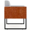 Ver imagem 6 de Poltrona Decorativa para Sala Base Fixa de Metal Helô L02 Linho Cinza Couríssimo Camel - Lyam