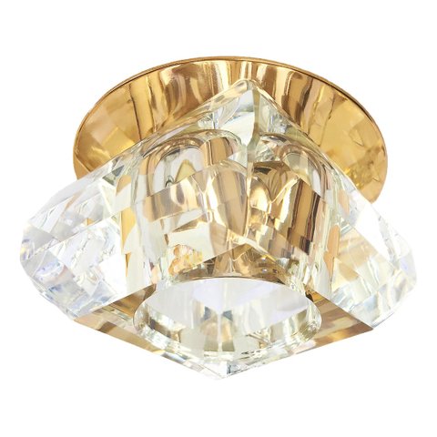 8 Spot Embutido Cristal Base Dourada Transparente Sala Bet11
