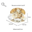Ver imagem 6 de 8 Spot Embutido Cristal Base Dourada Transparente Sala Bet11