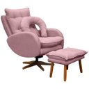 Ver imagem 2 de Kit Poltrona de Amamentação Base Giratória Balanço e Puff Angra Veludo - Sofa Store:Veludo Rosa Clar