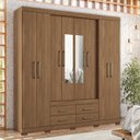 Ver imagem 2 de Guarda Roupa Casal Nápoles 8.4 8 Portas 4 Gavetas Jatobá com Espelho e Pés - Santos Andirá