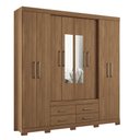 Ver imagem 1 de Guarda Roupa Casal Nápoles 8.4 8 Portas 4 Gavetas Jatobá com Espelho e Pés - Santos Andirá