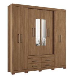 Guarda Roupa Casal Nápoles 8.4 8 Portas 4 Gavetas Jatobá com Espelho e Pés - Santos Andirá - 1