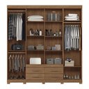 Ver imagem 3 de Guarda Roupa Casal Nápoles 8.4 8 Portas 4 Gavetas Jatobá com Espelho e Pés - Santos Andirá