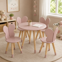 Ver imagem 1 de Conj Borboleta Mesa 4 Cadeira Infantil Pés Pinus MDF:Rosê