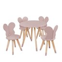 Ver imagem 2 de Conj Borboleta Mesa 4 Cadeira Infantil Pés Pinus MDF:Rosê