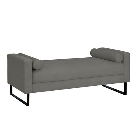 Recamier Berlim Base Metal 1,20m Corino Grafite - Clique Decorações