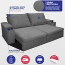 Ver imagem 4 de Sofá Retrátil e Reclinável 2,30m Milano com Porta Copos Velupluma Cinza Cama Inbox