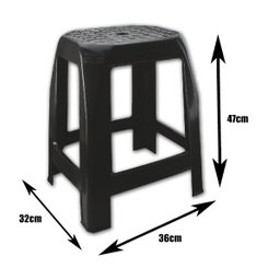 Banco Plástico Banquinho Banqueta Resistente Adulto Preta - 2