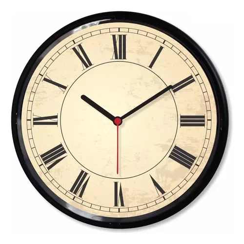 Relogio Parede Numeros Romanos Bege Envelhecido Decoracao Vintage Retro Moderno - 1