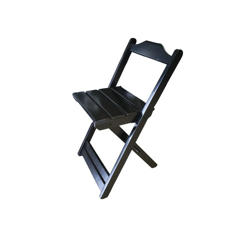 Cadeira Dobrável de Madeira Maciça Resistente Preto - 6