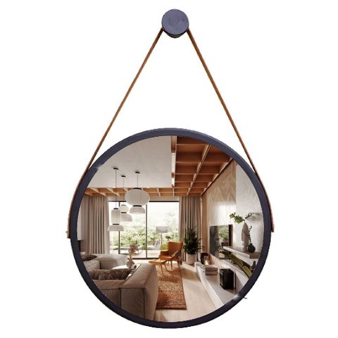 Espelho Redondo Decorativo Suspenso Alça 30cm Varias Cores