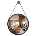 Ver imagem 1 de Espelho Redondo Decorativo Suspenso Alça 30cm Varias Cores