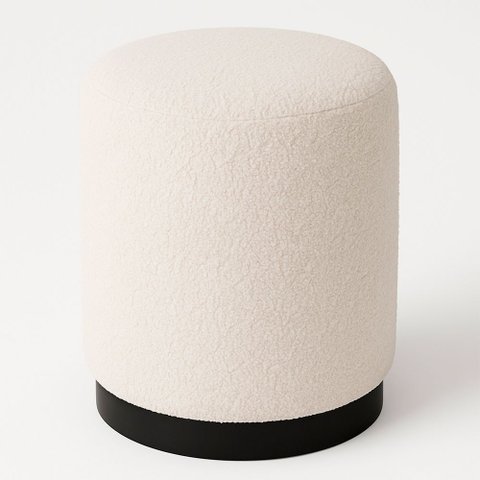 Puff Redondo 41cm Kira Bouclé Off White - Sallar Home