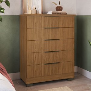 Cômoda Lins 5 Gavetas Cor Canela Organização Quarto