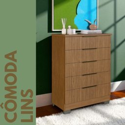 Cômoda Lins 5 Gavetas Cor Canela Organização Quarto - 7