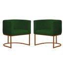 Ver imagem 1 de Kit 2 Poltronas Reforçada Decorativa Sala Gabriela Base Ferro Bronze Suede Verde