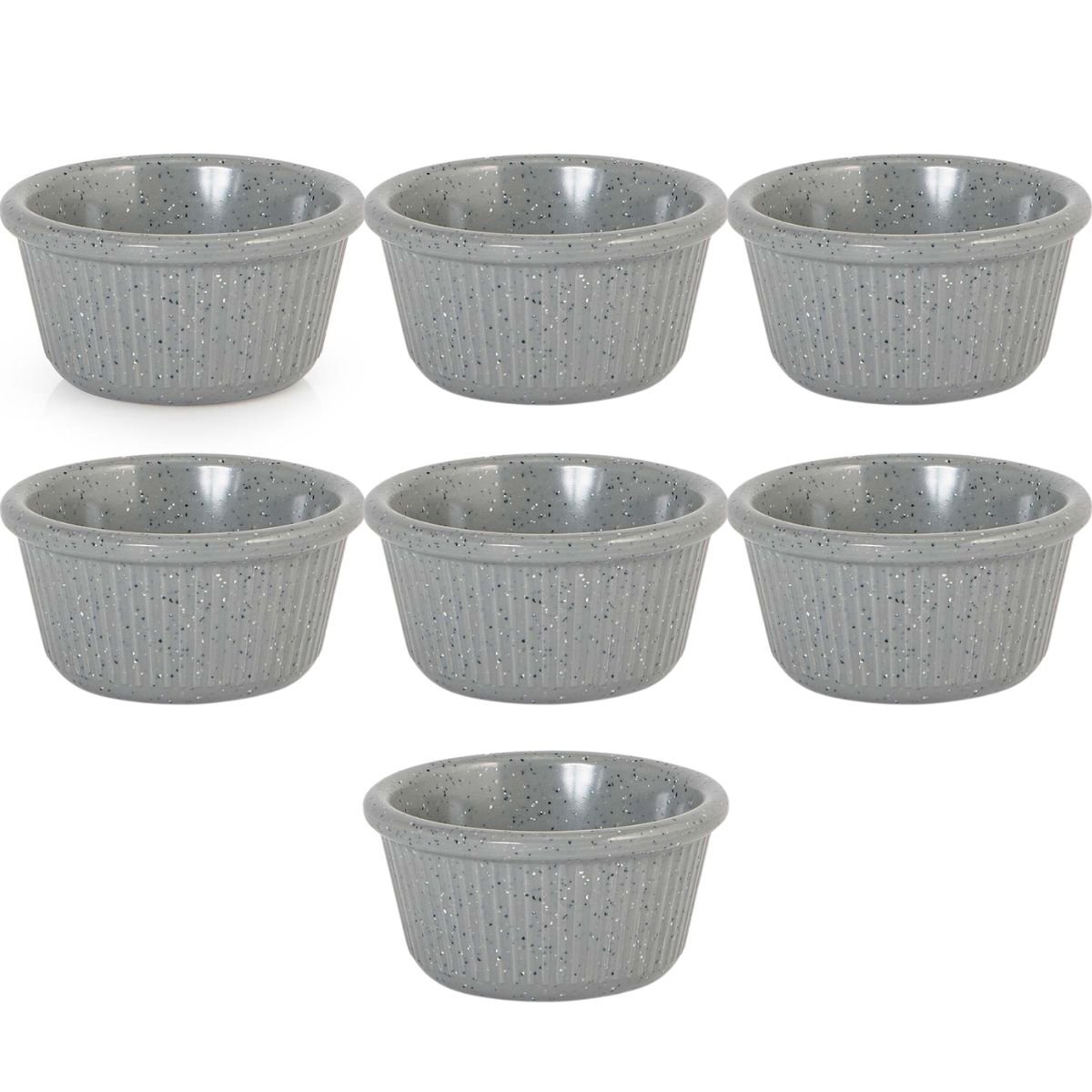 7 Ramekins Molho 60ml Cinza Stone 100% Melamina Gourmet Mix ...