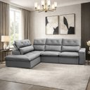Ver imagem 3 de Sofá 3 Lugares Retrátil Reclinável Chaise Esquerdo 258cm Bergen F04 Veludo Cinza - Lyam Decor