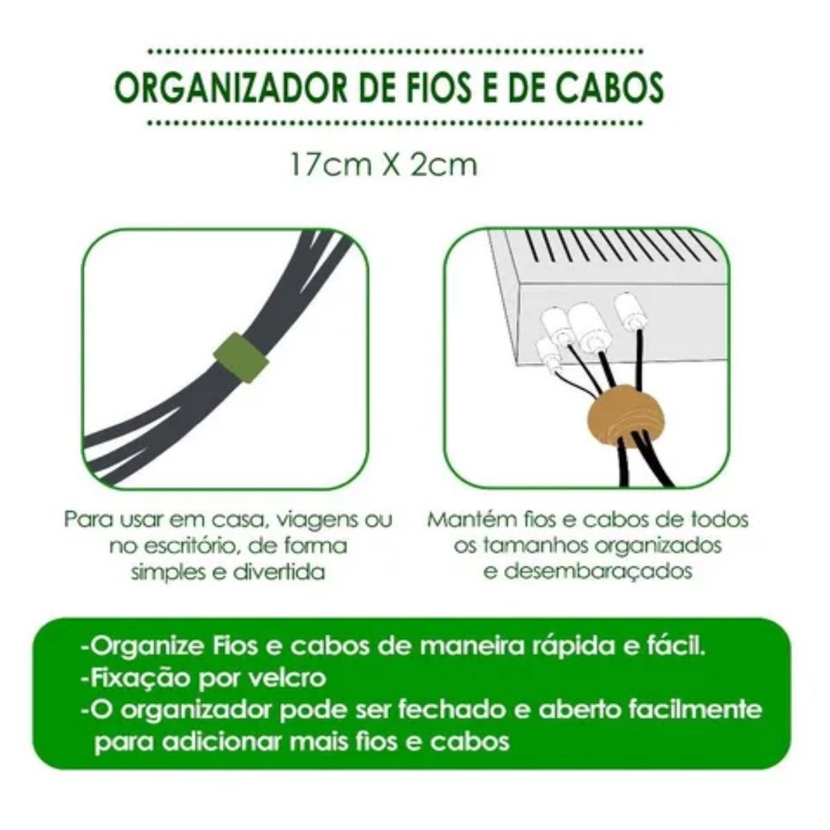 Organizador Fita Velcr. de Fios e Cabos 6 Peças Colorido - 3