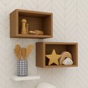 Ver imagem 3 de Kit 2 Nichos 30cm Marrom Infantil para Quarto de Bebê Estante