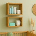 Ver imagem 4 de Kit 2 Nichos 30cm Marrom Infantil para Quarto de Bebê Estante