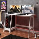Ver imagem 7 de Mesa Escrivaninha Gamer 2 Pateleiras 120 Cm Mc190 Branco Dtall Branco
