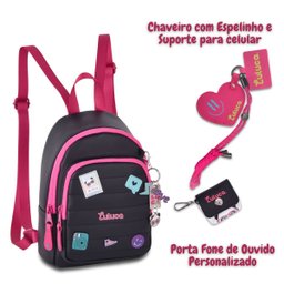 Mini Mochila Luluca com Porta Fone Espelho Chaveiro e Caixa - 3