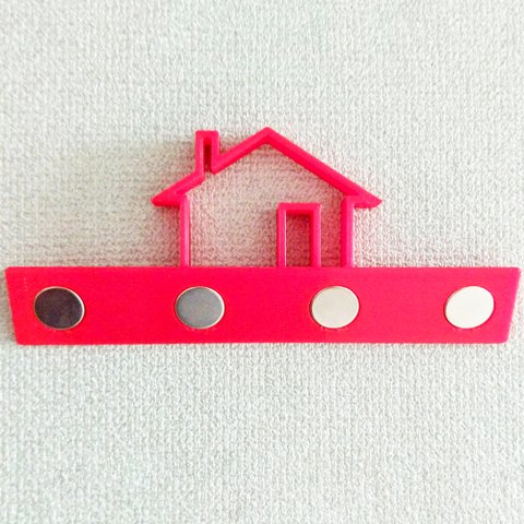 Porta Chaves Magnético Casinha - 4 ímãs - Toque 3D: Vermelho
