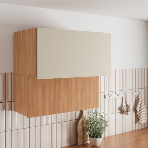 Armário Aéreo 2 Portas Basculantes 80cm Aroeira CabeCasa MadeiraOriginals Cinza/Sereno/Cedro