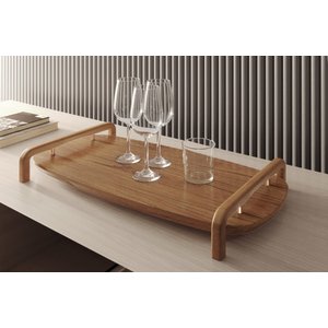 Bandeja Decorativa Barcelona em Madeira e Detalhe Cobre:Cinamomo