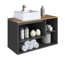 Ver imagem 2 de Armário Modular de Banheiro com Cuba Suspenso Crart-BAL005 Nichos Externos Grafite Multimóveis