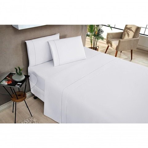 Jogo de Cama Casal Elegance 180 Fios 04 Peças - Branco