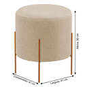 Ver imagem 2 de Puff Banqueta Decorativo Base Metal Tecido em Linho - Bege/Bronze
