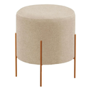 Ver imagem 1 de Puff Banqueta Decorativo Base Metal Tecido em Linho - Bege/Bronze