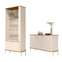 Ver imagem 1 de Conjunto Buffet e Cristaleira Rouxinol Off White Nature Dourado