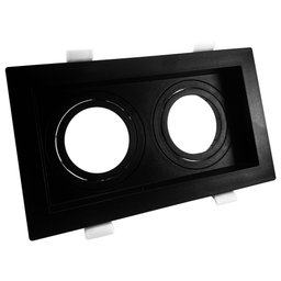 Spot Duplo Embutir Quadrado Recuado Dicroica Mr16 Preto - 1
