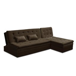 Sofá Cama King 5 Lugares 2,70m Alice Suede Marrom Adonai Estofados - 2