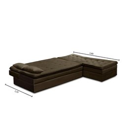 Sofá Cama King 5 Lugares 2,70m Alice Suede Marrom Adonai Estofados - 6